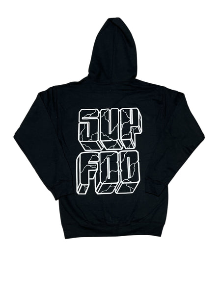 Block Letter Zip Up Sweatshirt - Black