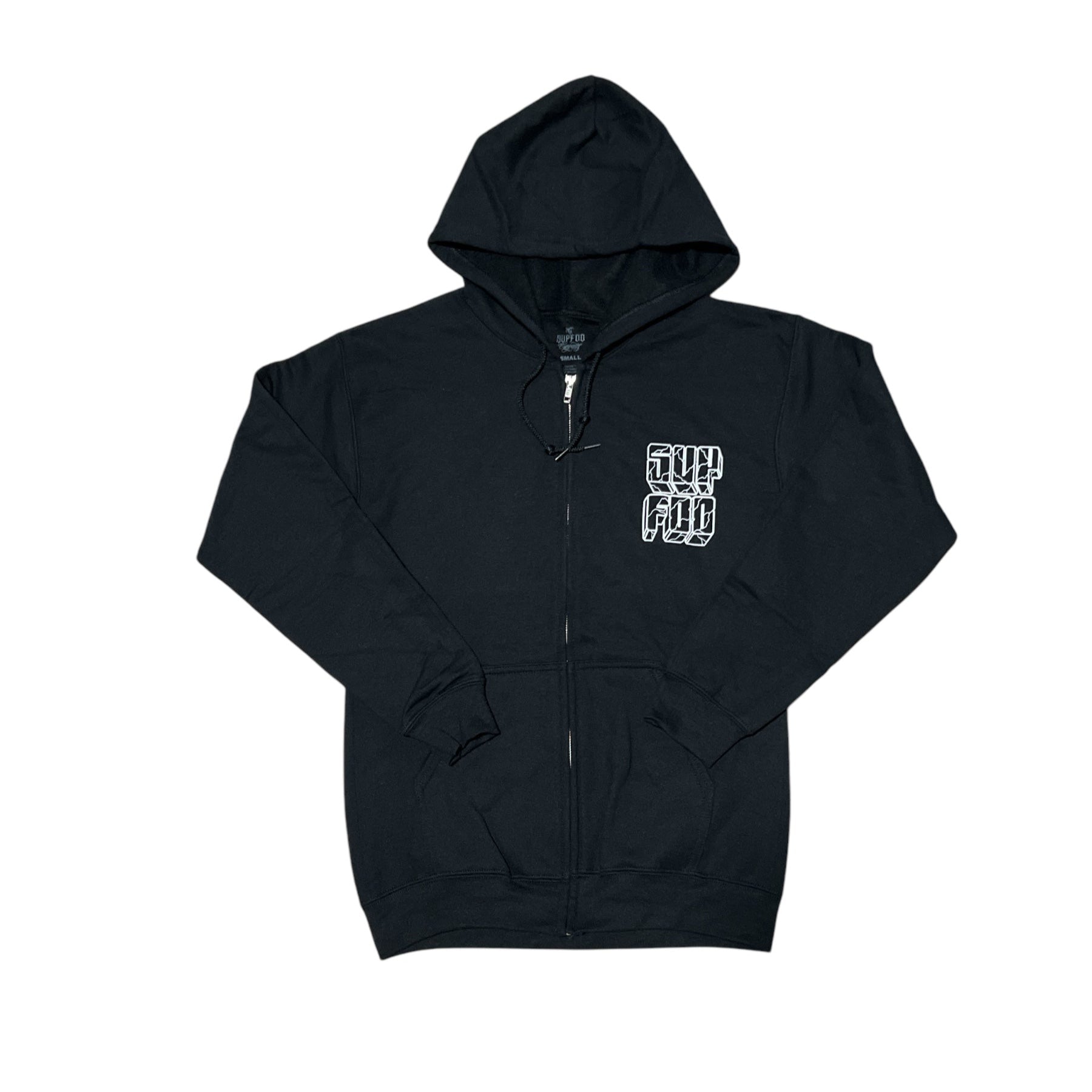 Block Letter Zip Up Sweatshirt - Black