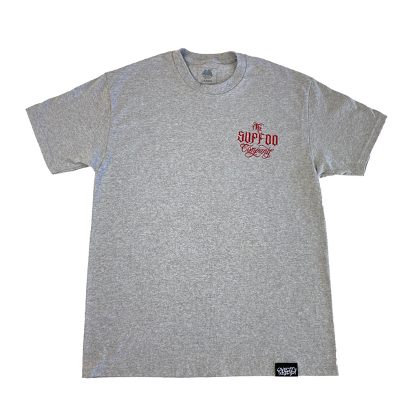 Script Banger T-Shirt - Grey & Burgundy
